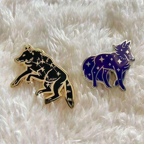 Celestial Star Wolf Enamel Pin Set - Picture 1 of 3